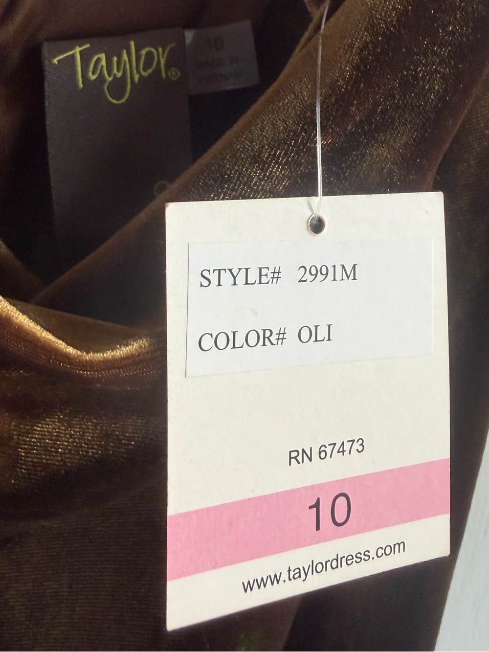 Taylor Olive Velvet Cowl Neck Dress - Picture 2 of 5